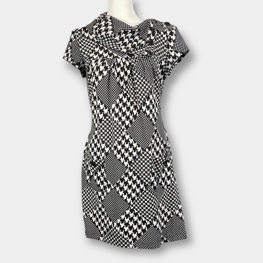 Houdstooth Mini Black White Dress Size Medium